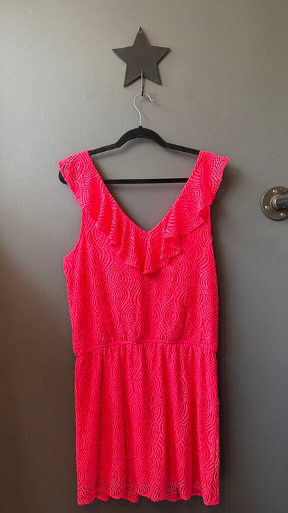 Neon Ruffle Neck Dress