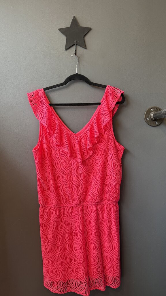Neon Ruffle Neck Dress