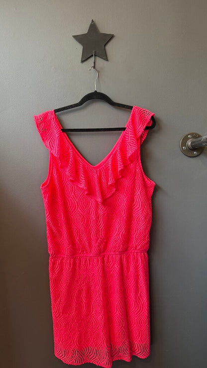 Neon Ruffle Neck Dress