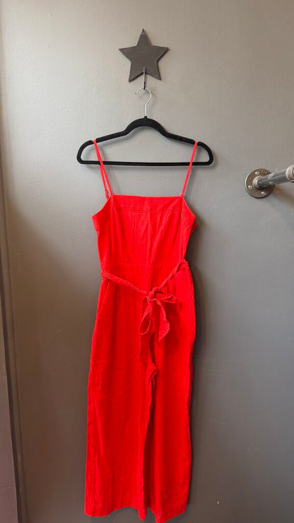 Linen Blend Wide Leg Jumpsuit