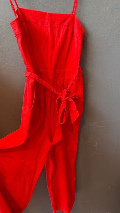 Linen Blend Wide Leg Jumpsuit
