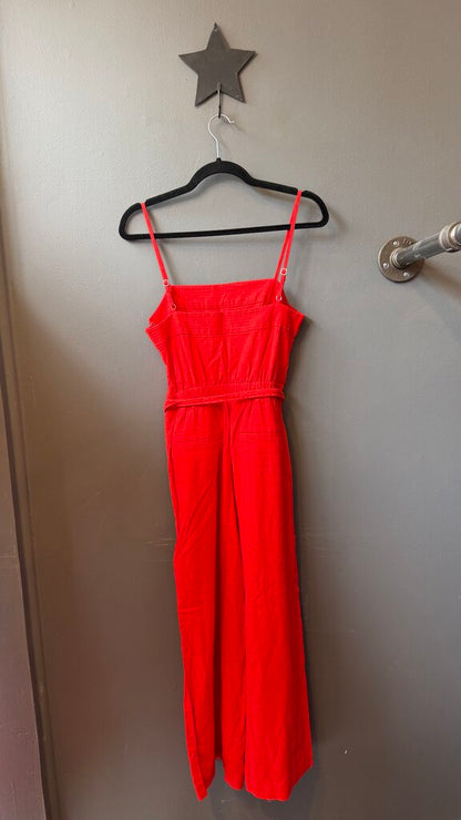 Linen Blend Wide Leg Jumpsuit