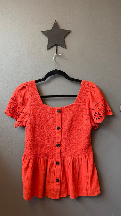 Lace Sleeve Smocked Top