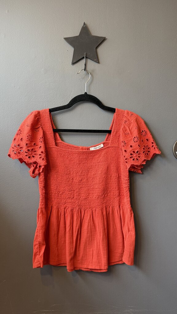 Lace Sleeve Smocked Top