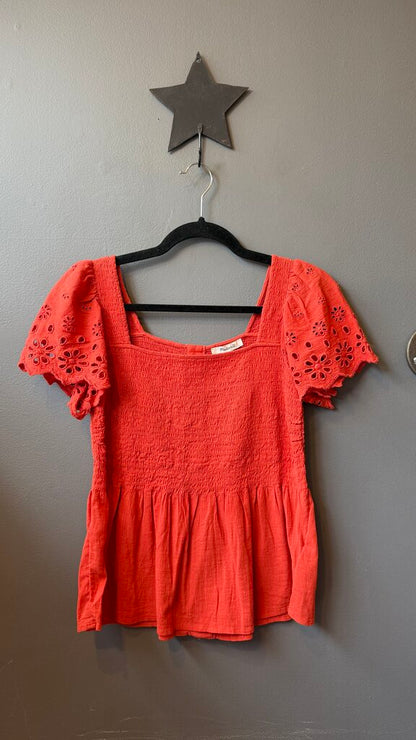 Lace Sleeve Smocked Top