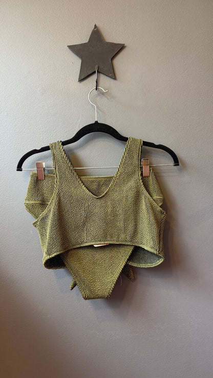Set Knit Front Tie Bikini