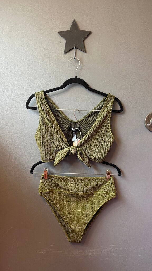 Set Knit Front Tie Bikini