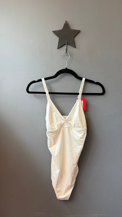 Satin White Thong Bodysuit