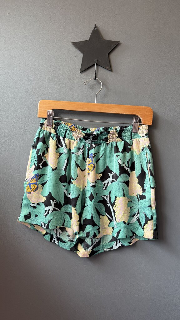 Satin Butterfly Print Pull On Shorts