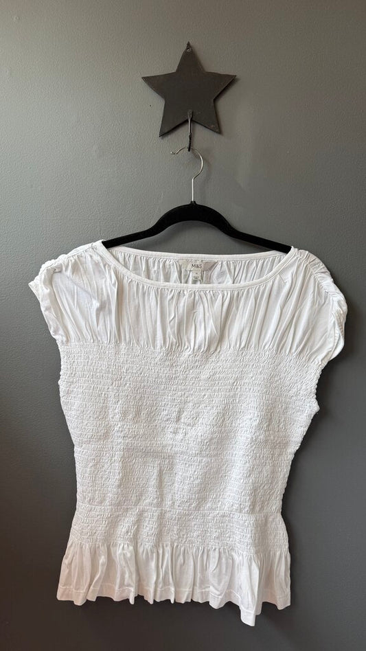 Smocked White Top