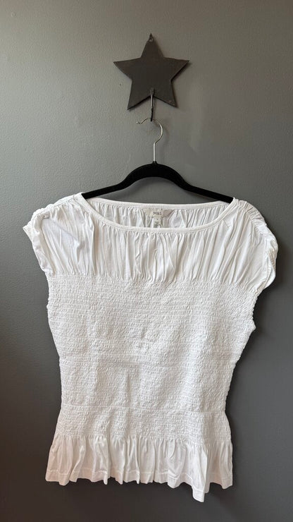 Smocked White Top