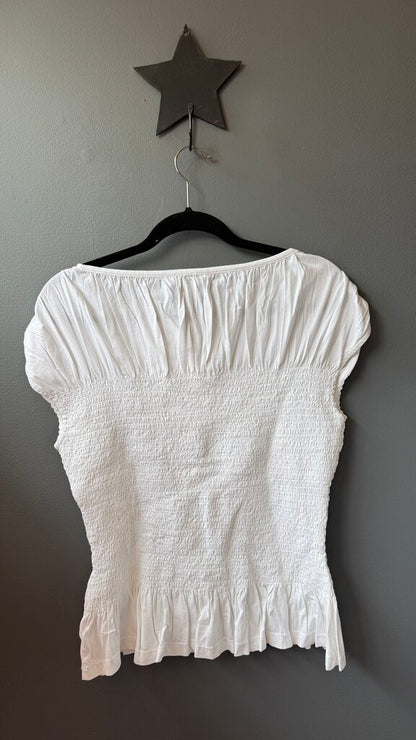 Smocked White Top