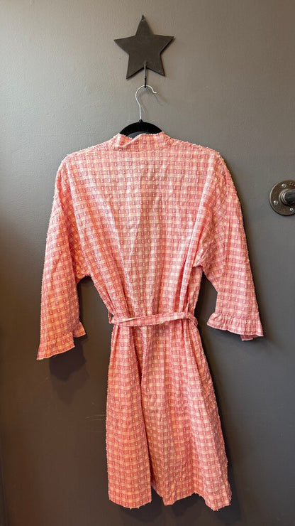 Swiss Dot Check Wrap Robe