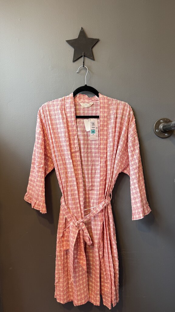 Swiss Dot Check Wrap Robe