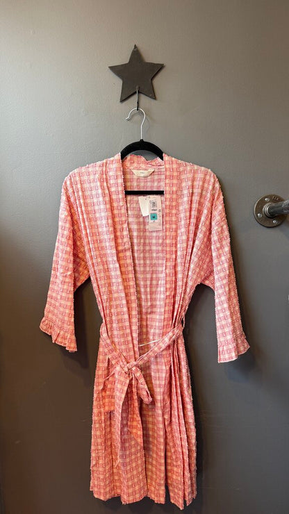 Swiss Dot Check Wrap Robe