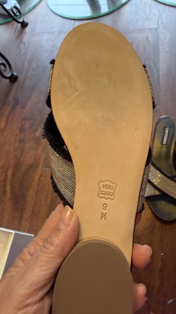 Metallic Fringe Cross Sandals