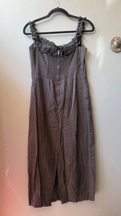 Ruffle Neck Sheath Midi Dress