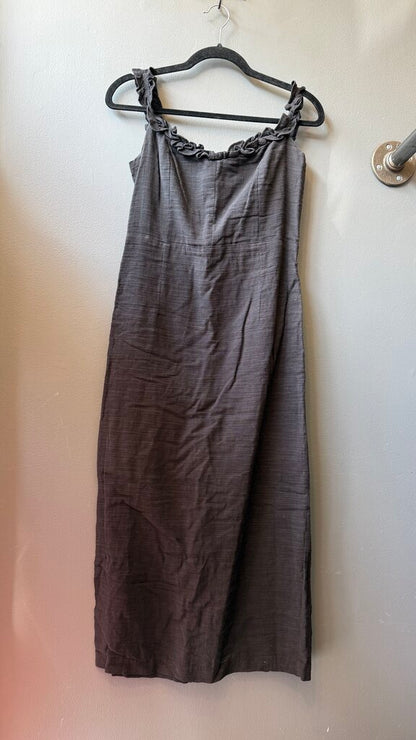 Ruffle Neck Sheath Midi Dress