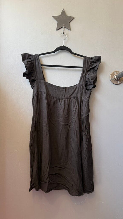 Cotton Linen Ruffle Shoulder Dress