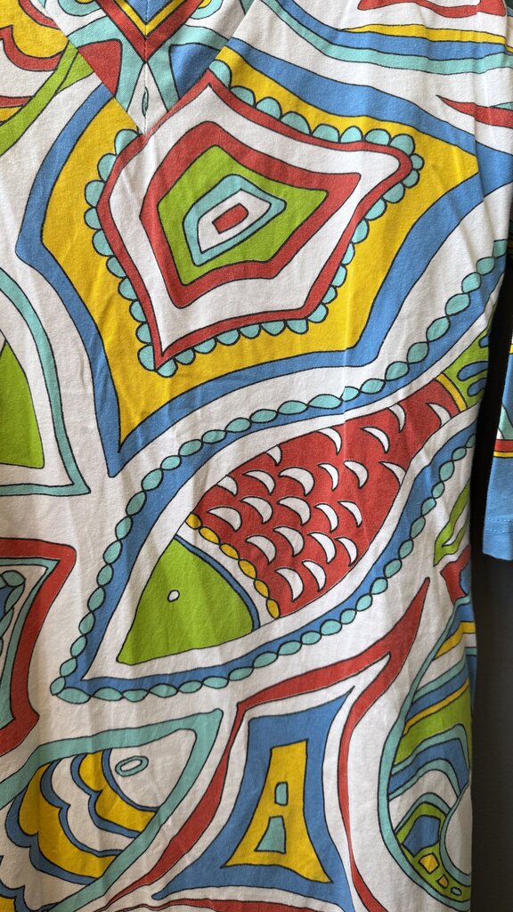 Cotton Fish Print Vneck Dress
