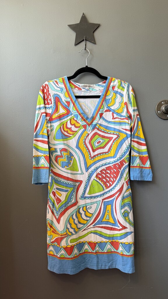 Cotton Fish Print Vneck Dress