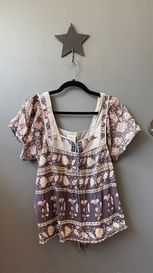 Cotton Gauze Print Blouse
