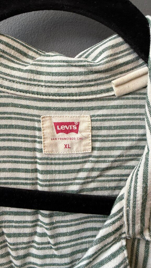 Stripe Short Sleeve Pocket Button Up Top