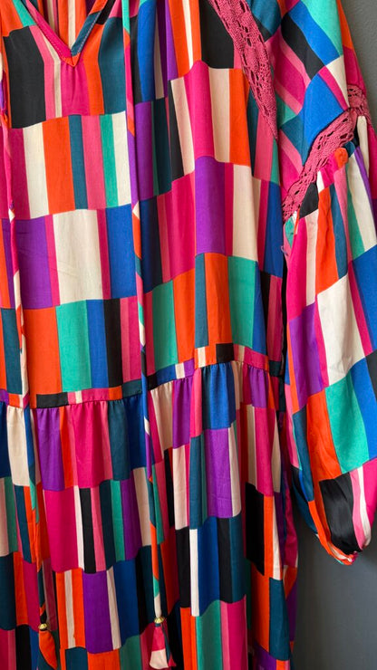 Multi Stripe Tiered Maxi Dress