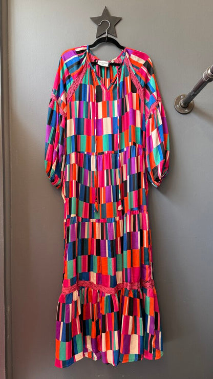 Multi Stripe Tiered Maxi Dress