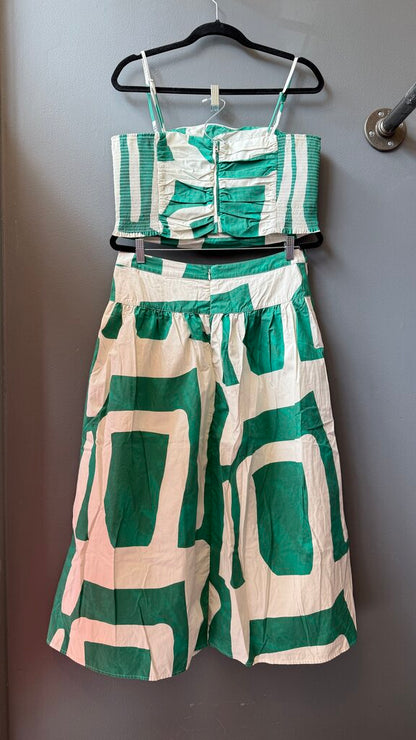 Stripe Crop Top + Midi Skirt Set