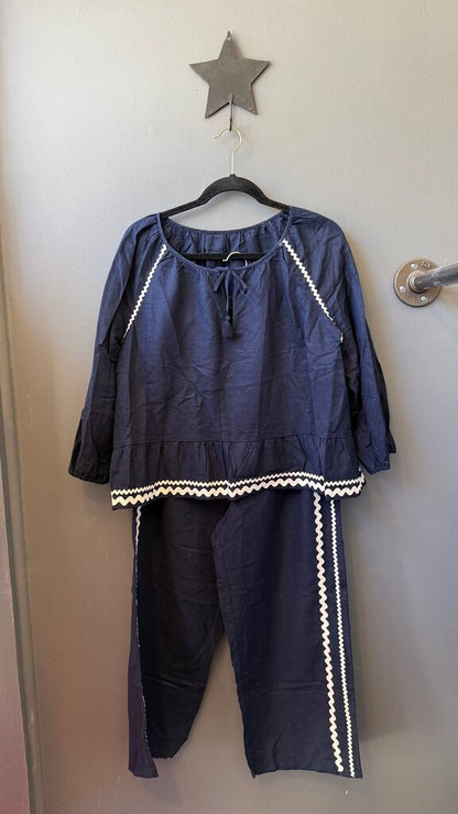 Linen Cotton Ric Rack Blouse