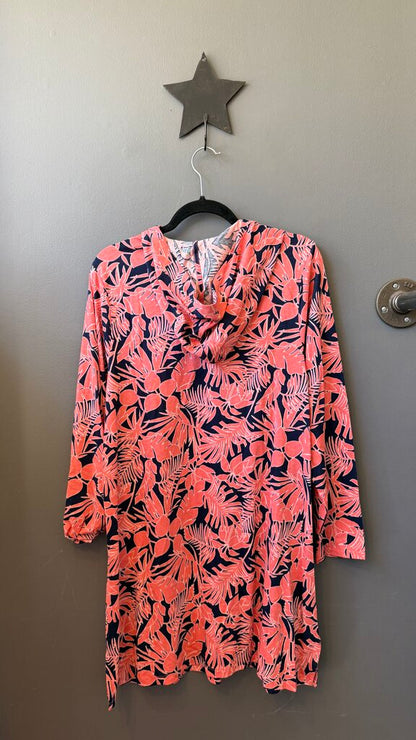 Tropical Print Hooded Coverup Dress