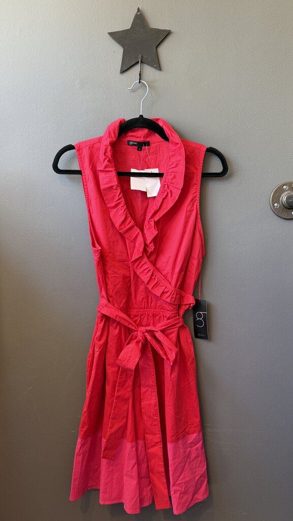 Ruffle Trim Faux Wrap Dress