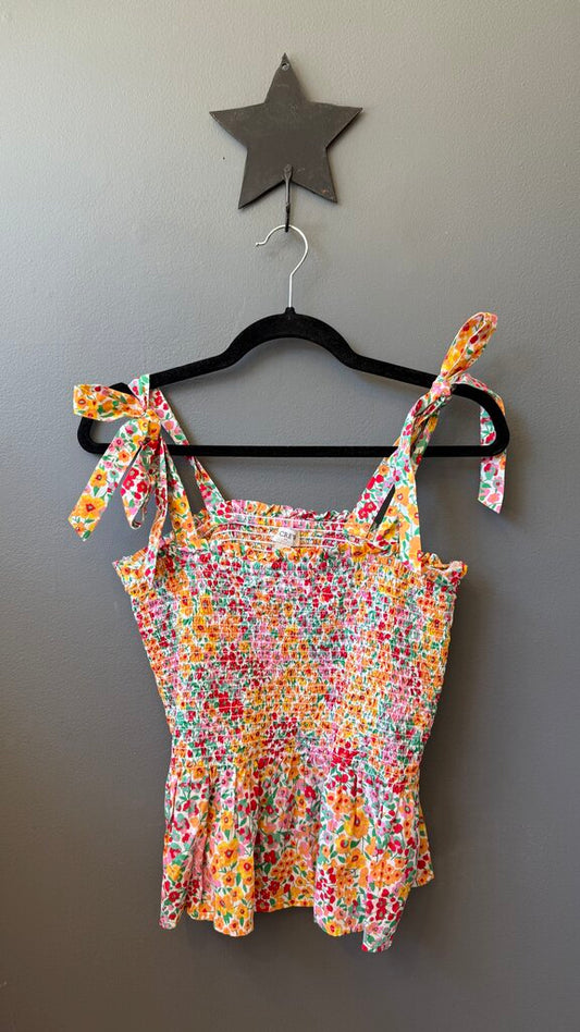 Smocked Floral Tank Top