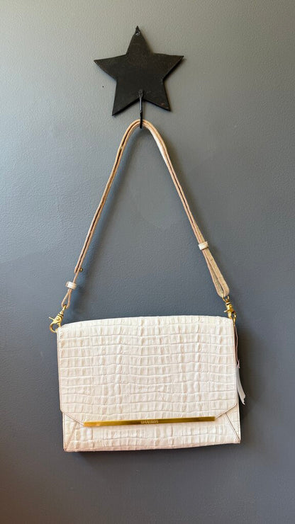 Croc Embossed Flap Crossbody Bag