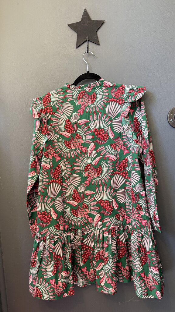 Print Ruffle Hem Shirtdress