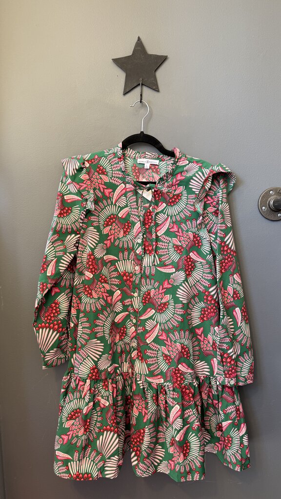 Print Ruffle Hem Shirtdress