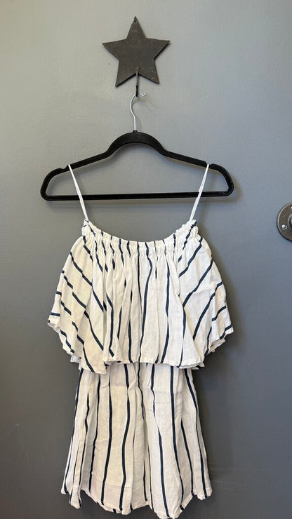 Linen Stripe Strapless Dress