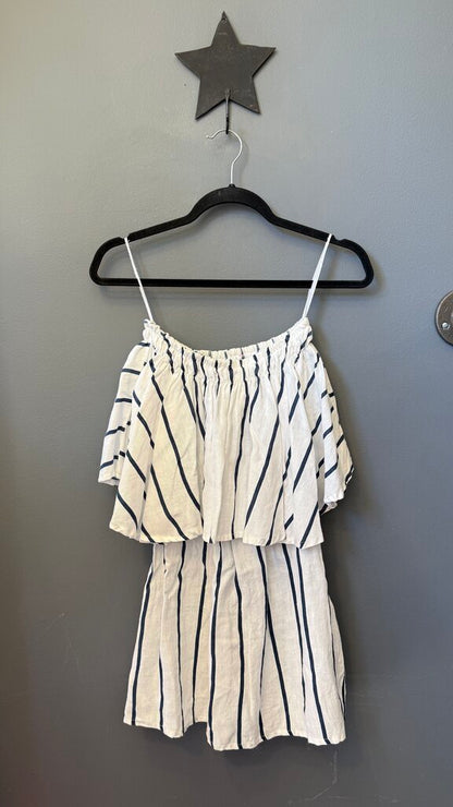 Linen Stripe Strapless Dress