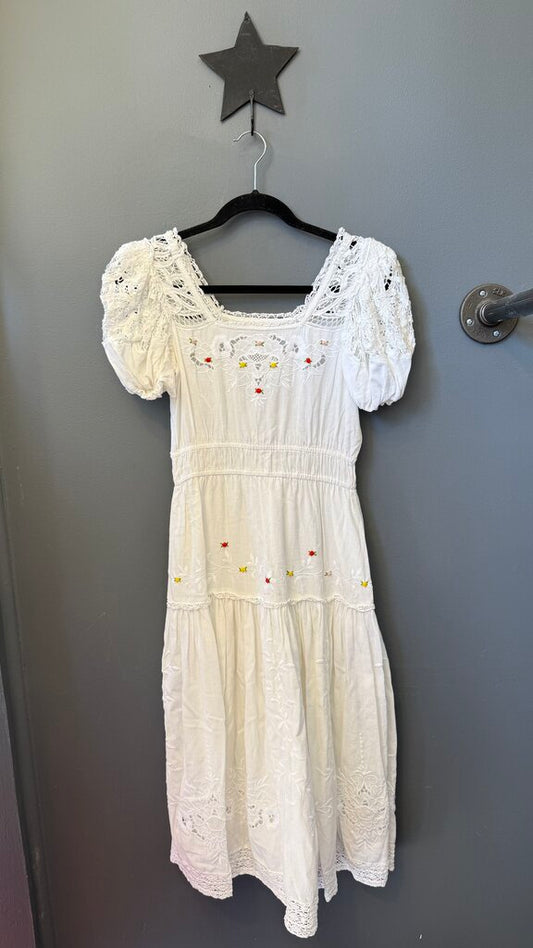Cotton Embroidered Midi Dress