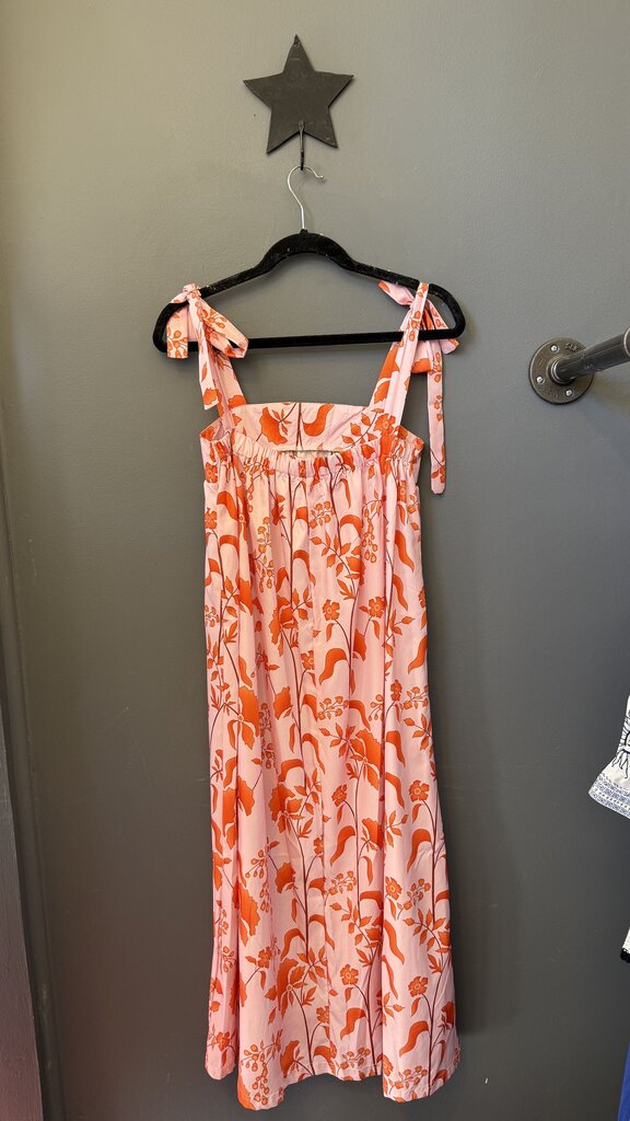 Floral Tie Strap Midi Dress