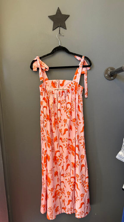Floral Tie Strap Midi Dress