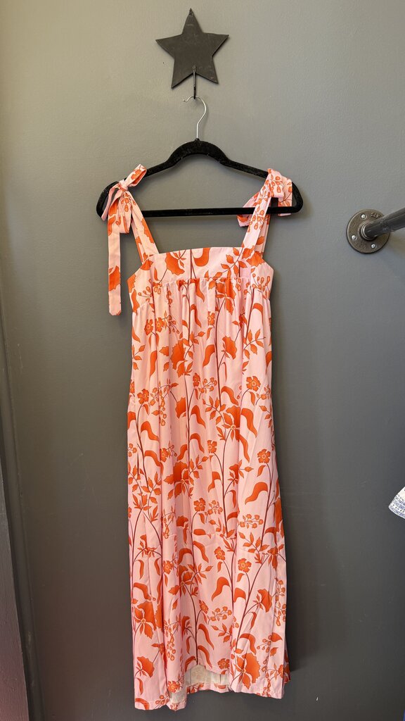 Floral Tie Strap Midi Dress