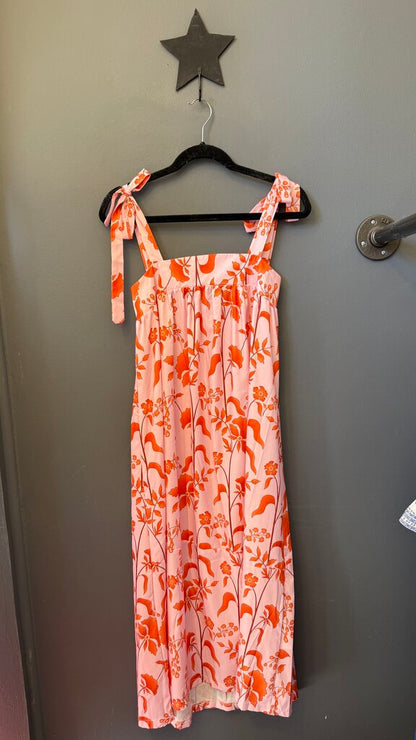 Floral Tie Strap Midi Dress