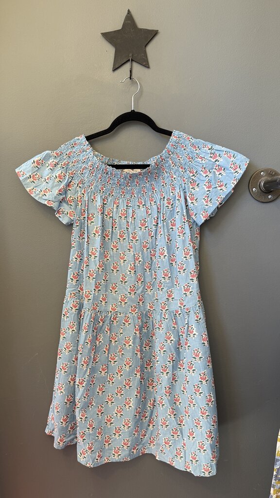 Block Print Smocked Neck Dress