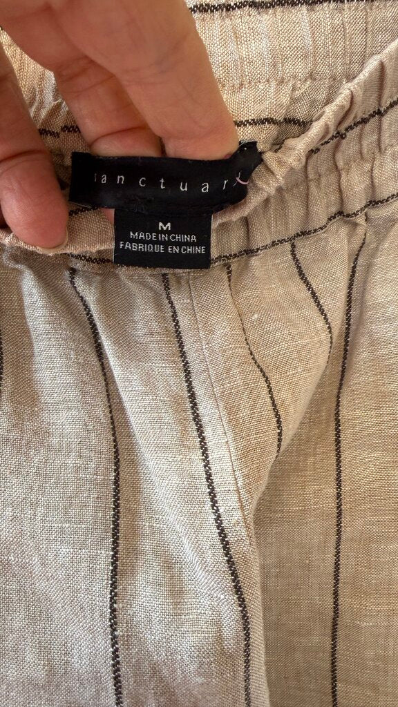 Linen Cotton Stripe Wide Leg Pants