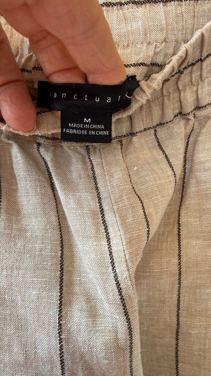 Linen Cotton Stripe Wide Leg Pants