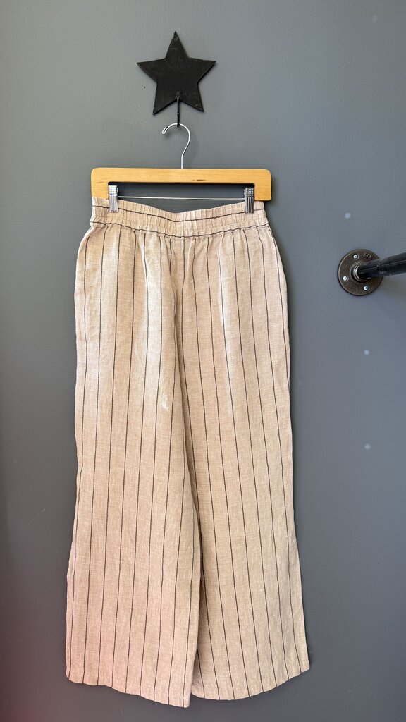 Linen Cotton Stripe Wide Leg Pants