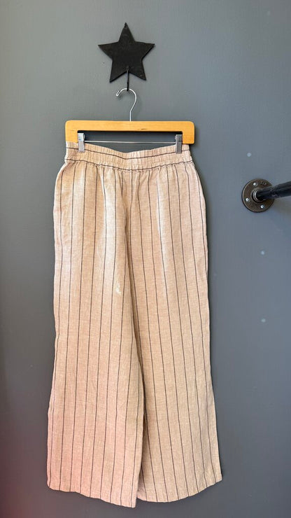 Linen Cotton Stripe Wide Leg Pants
