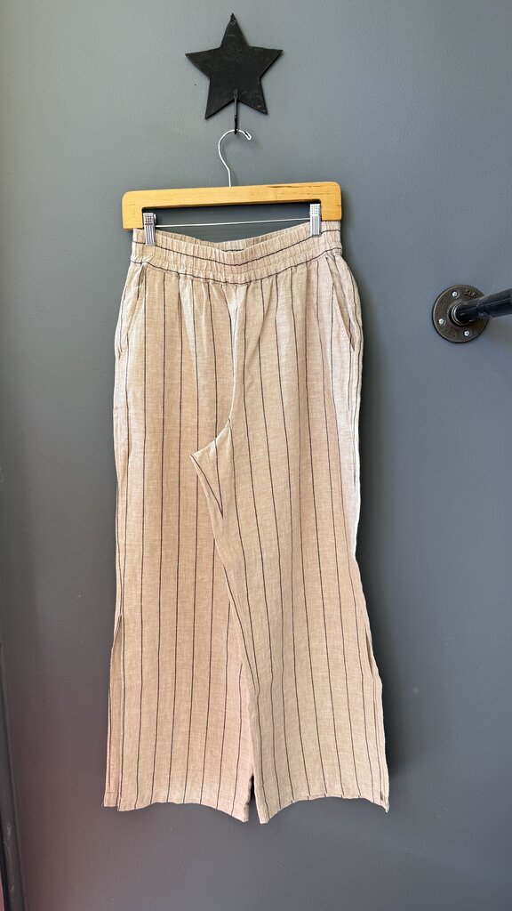Linen Cotton Stripe Wide Leg Pants